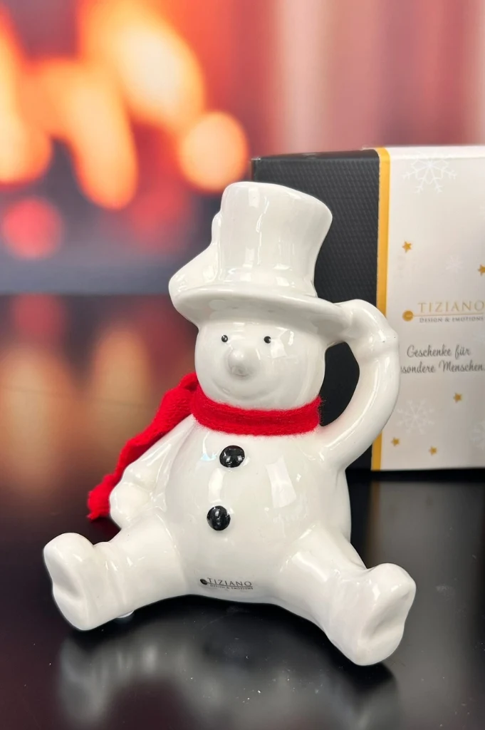 3er Set Deko Schneemann Carlo 10cm in Geschenkbox