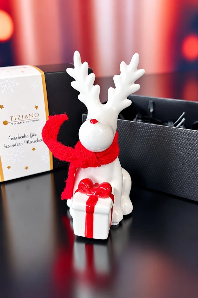 2er Set Rentier Rudolph mit Geschenk rot in Geschenkbox