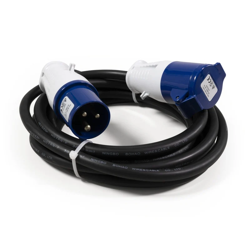 Trano CEE-Kabel-Set: 4-teiliges Camping-Strompaket – Verlängerungs- und Adapterleitungen, IP44, bis 3500W