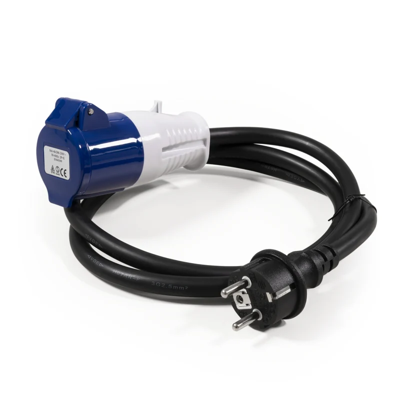 Trano CEE-Kabel-Set: 4-teiliges Camping-Strompaket – Verlängerungs- und Adapterleitungen, IP44, bis 3500W