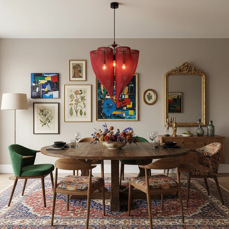 Mesh Chandelier | Red & Gold | CLFT85200