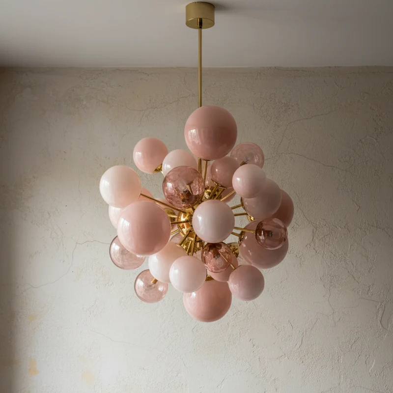 Glass Globe Chandelier | Pink | CLPT80CF