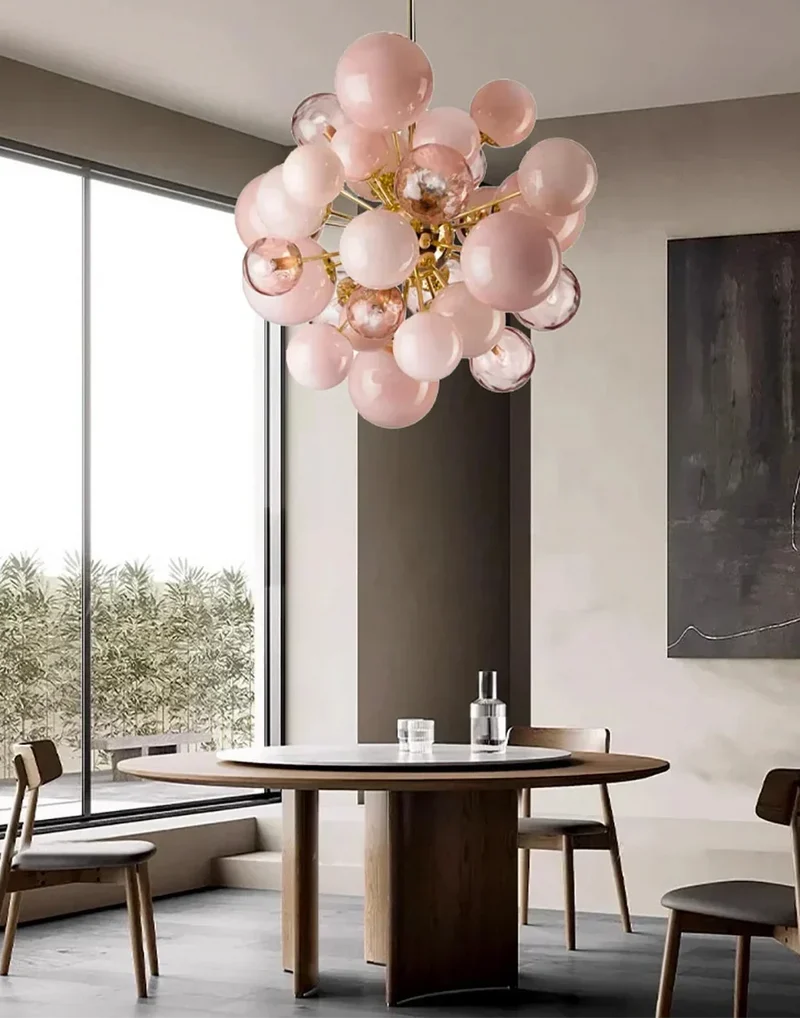 Glass Globe Chandelier | Pink | CLPT80CF