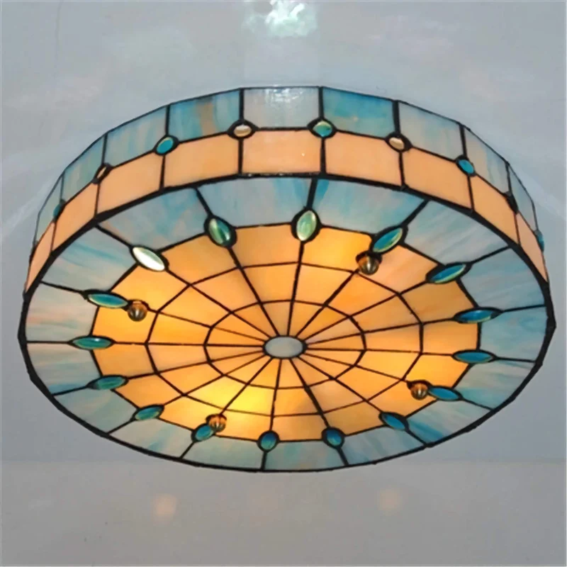 Tiffany-Style Flush Mount | Blue Glass | CLTIF