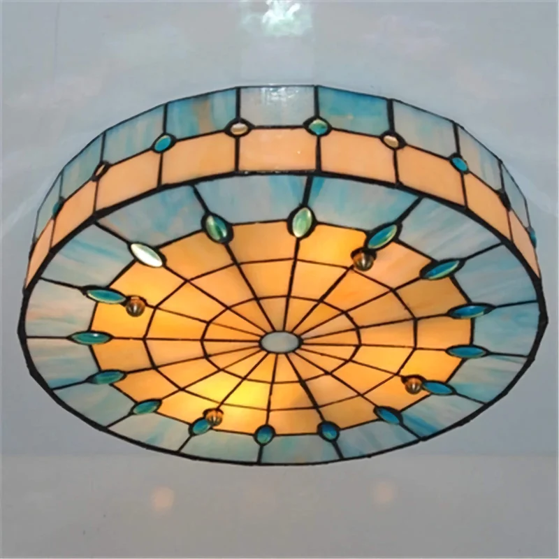 Tiffany-Style Flush Mount | Blue Glass | CLTIF