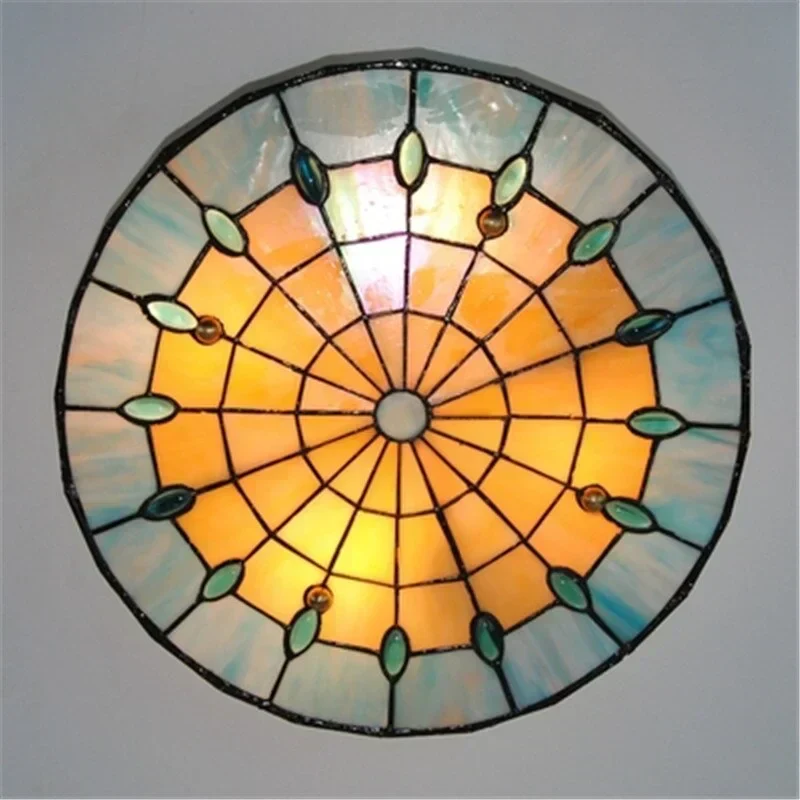 Tiffany-Style Flush Mount | Blue Glass | CLTIF