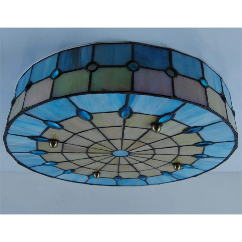 Tiffany-Style Flush Mount | Blue Glass | CLTIF