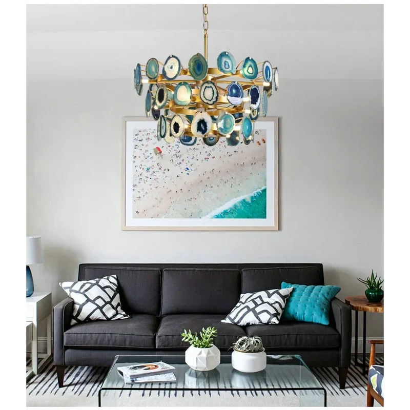 Green Agate Semi-Flush Chandelier | CLAGT045