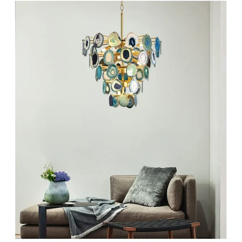 Green Agate Semi-Flush Chandelier | CLAGT045