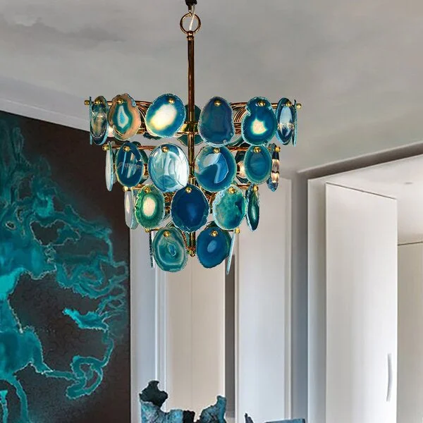 Green Agate Semi-Flush Chandelier | CLAGT045
