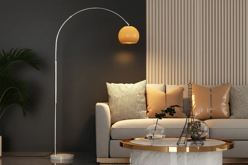 Chrome Arc Floor Lamp | Marble Base | CLOPO8950