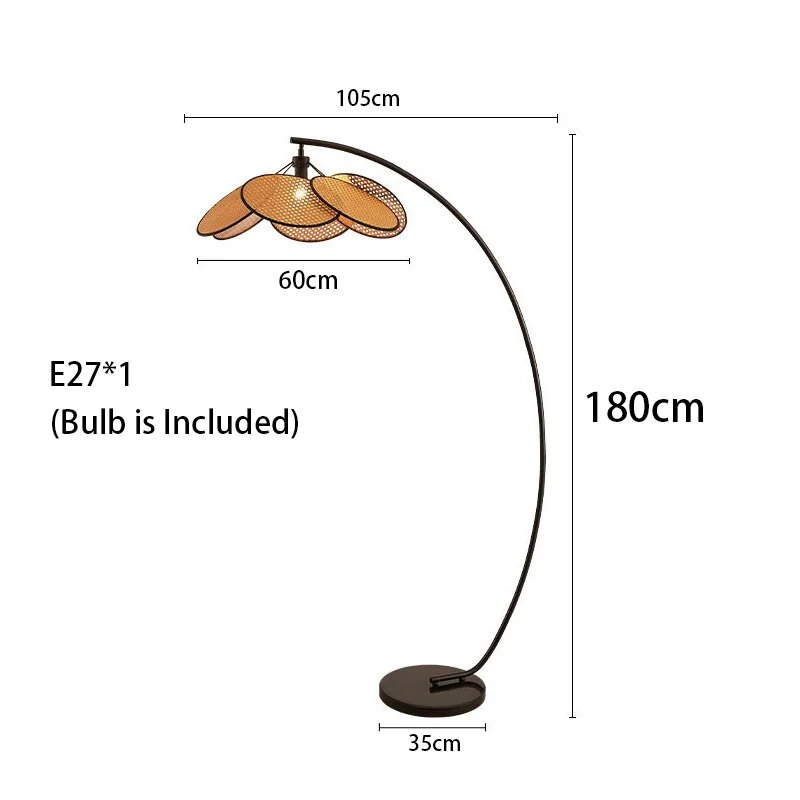 Modern Knitted Rattan LED Arc Floor Lamp | CLND048