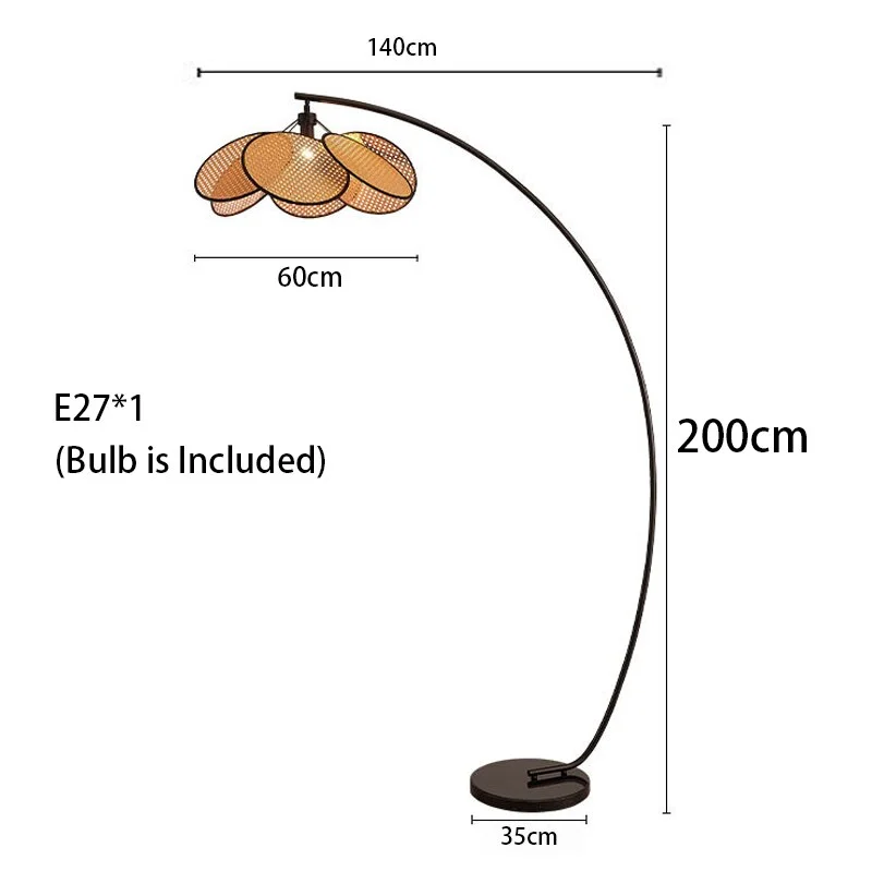 Modern Knitted Rattan LED Arc Floor Lamp | CLND048