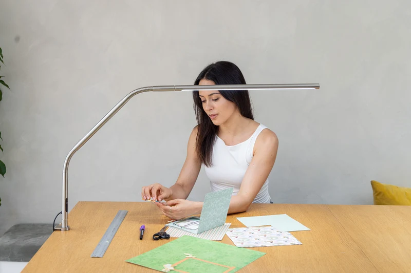 Slimline 4 Table Lamp – Brushed Steel