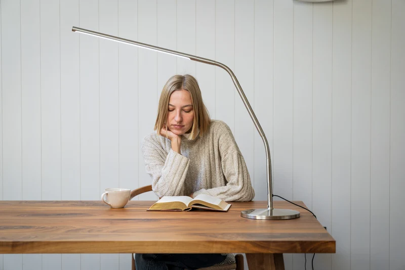 Slimline 4 Table Lamp – Brushed Steel