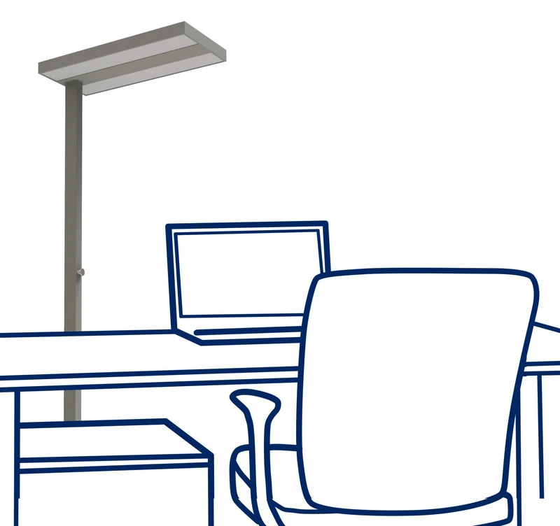LED Büro Stehleuchte 60 Watt, Neutralweiß, 8700lm – Dimmbar per Drehknopf