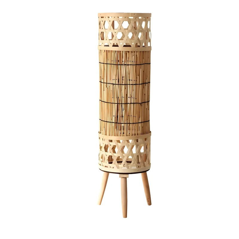 Knitted Bamboo Tower Lamp | Handwoven Lattice | CLND046
