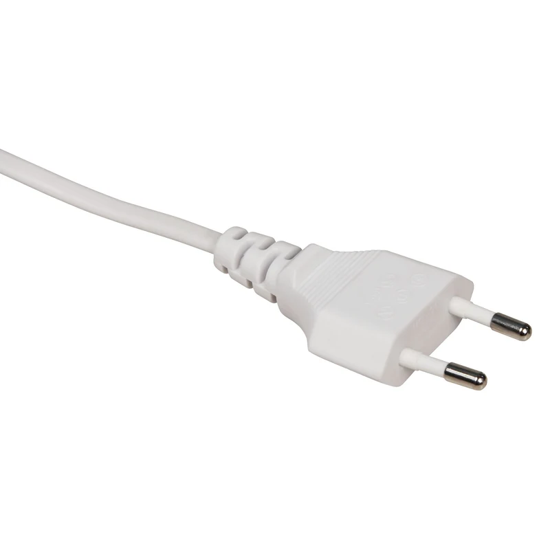 Euro-Netzkabel mit Fußschalter, 2m, Weiß/Schwarz, Blanken Enden, H03VVH2-F, 100W Max