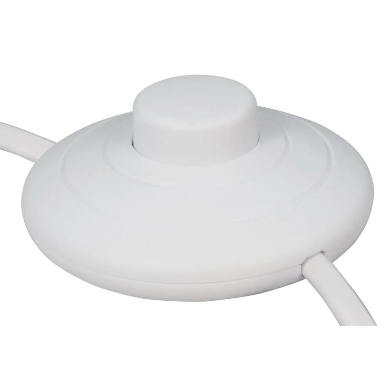 Euro-Netzkabel mit Fußschalter, 2m, Weiß/Schwarz, Blanken Enden, H03VVH2-F, 100W Max