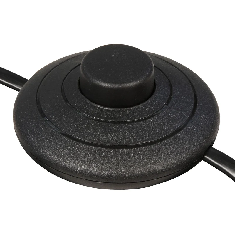 Euro-Netzkabel mit Fußschalter, 2m, Weiß/Schwarz, Blanken Enden, H03VVH2-F, 100W Max