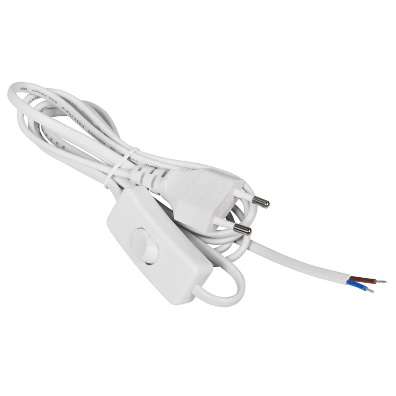 Euro-Netzkabel-Sammlung: Verschiedene Längen und Farben, mit und ohne Schnurschalter, blanken Enden, 2x0,75 mm²
