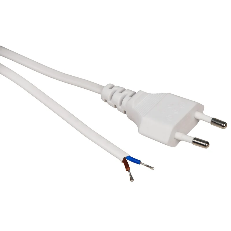 Euro-Netzkabel-Sammlung: Verschiedene Längen und Farben, mit und ohne Schnurschalter, blanken Enden, 2x0,75 mm²