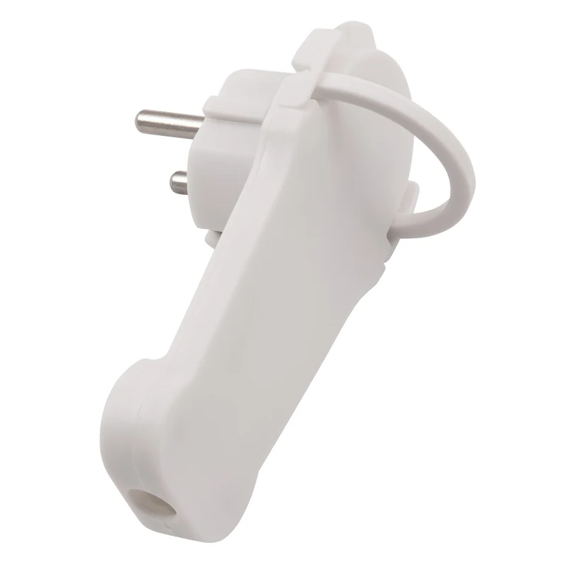 Extra Flacher Wiederanschließbarer Schutzkontakt-Winkelstecker, 250V/16A, Schwarz/Weiß