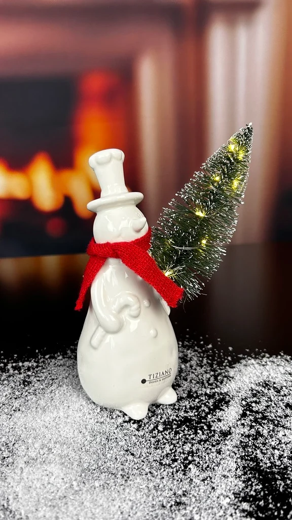 Deko Schneemann Sören LED mit rotem Schal