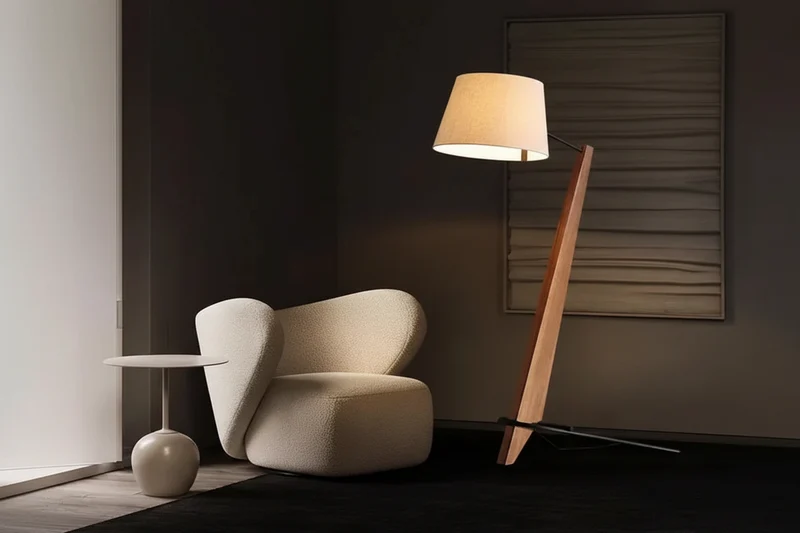 Walnut Floor Lamp | Angled Arm | CLV44402