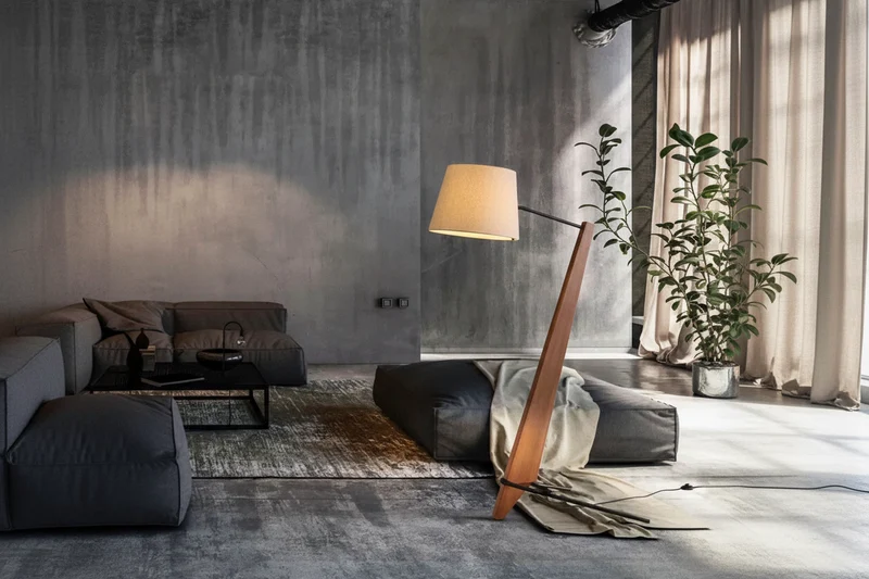 Walnut Floor Lamp | Angled Arm | CLV44402