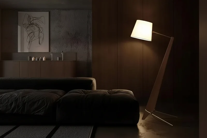 Walnut Floor Lamp | Angled Arm | CLV44402