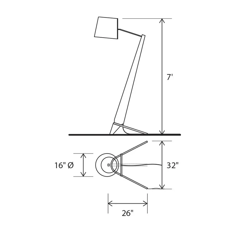 Walnut Floor Lamp | Angled Arm | CLV44402