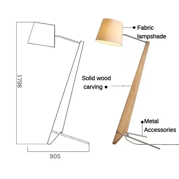 Walnut Floor Lamp | Angled Arm | CLV44402