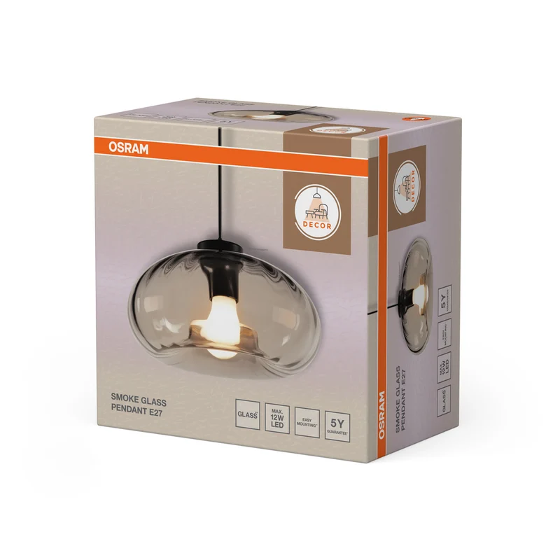 OSRAM DECOR Smoke Glass Pendelleuchte E27 Schwarz