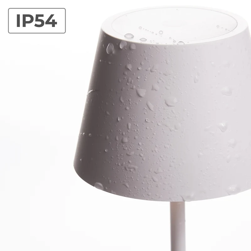 LED Akku Tischleuchte Dimmbar 25cm Weiß – Kabellos, USB-C Aufladbar, IP54 Outdoor Lampe, Warmweiß 2700K, Hoher Ra>95 – Moderne Tischlampe für Garten, Balkon, Schlafzimmer & Büro