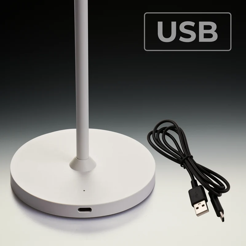 LED Akku Tischleuchte Dimmbar 25cm Weiß – Kabellos, USB-C Aufladbar, IP54 Outdoor Lampe, Warmweiß 2700K, Hoher Ra>95 – Moderne Tischlampe für Garten, Balkon, Schlafzimmer & Büro