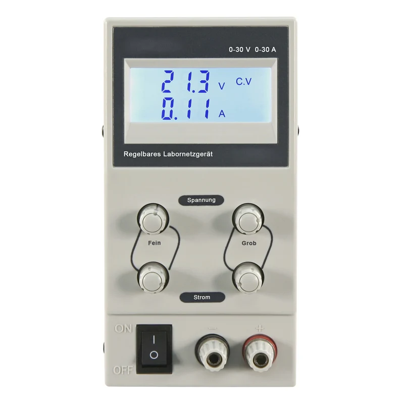 Labornetzgerät 0-30V 0-10A / 0-3A Regelbar – Digitale LC-Anzeige, Schaltnetzteil, Konstantspannung, Konstantstrom, Kurzschlussschutz, Netzteil für Labor, Werkstatt, Elektronik, Schule