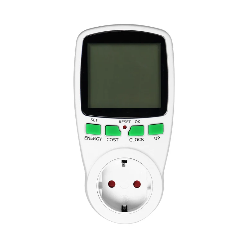 Zweitarif-Leistungsmesser mit LCD-Display, Max. Belastung 3680W, Weiß/Schwarz