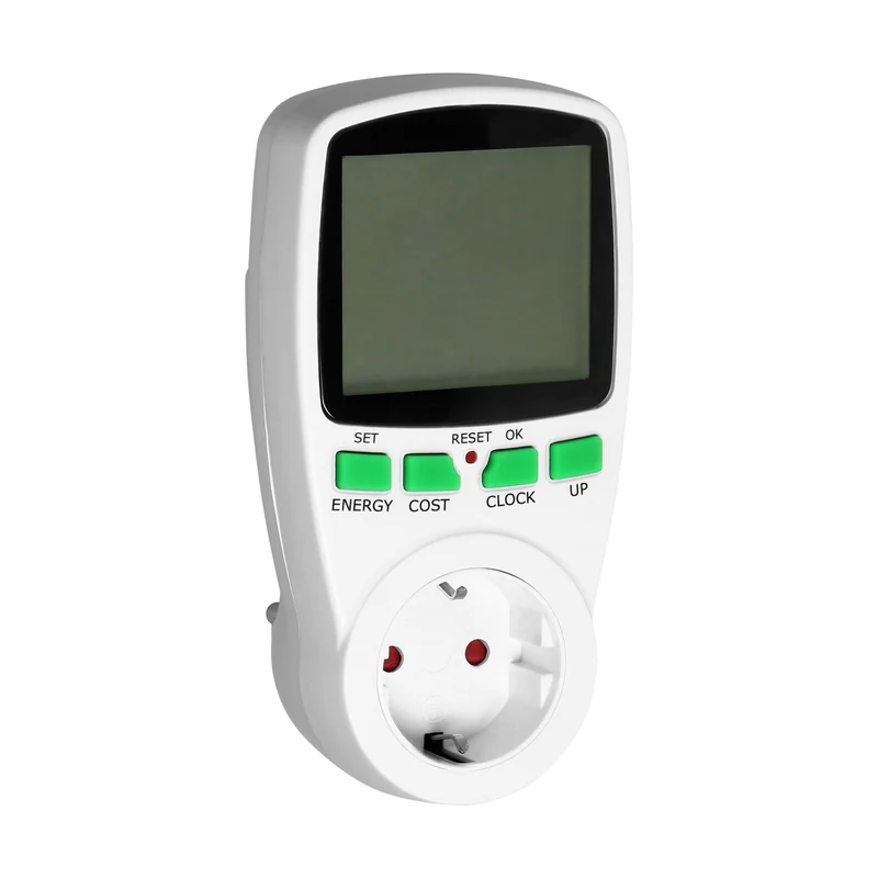 Zweitarif-Leistungsmesser mit LCD-Display, Max. Belastung 3680W, Weiß/Schwarz