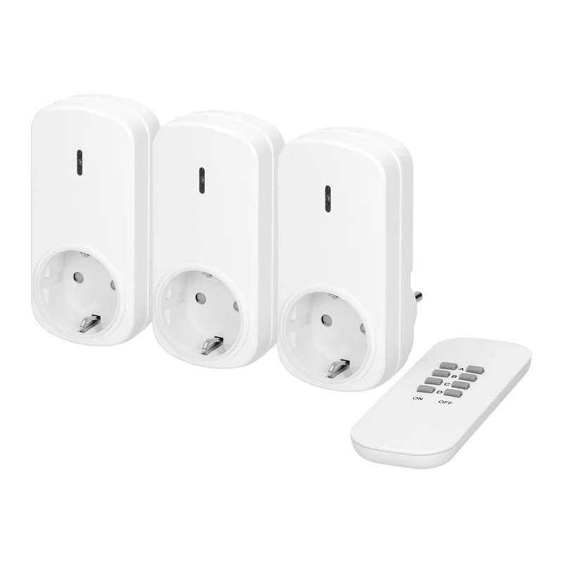 Funksteckdose mit Fernbedienung, Schuko-Version, 2er Set, Weiß