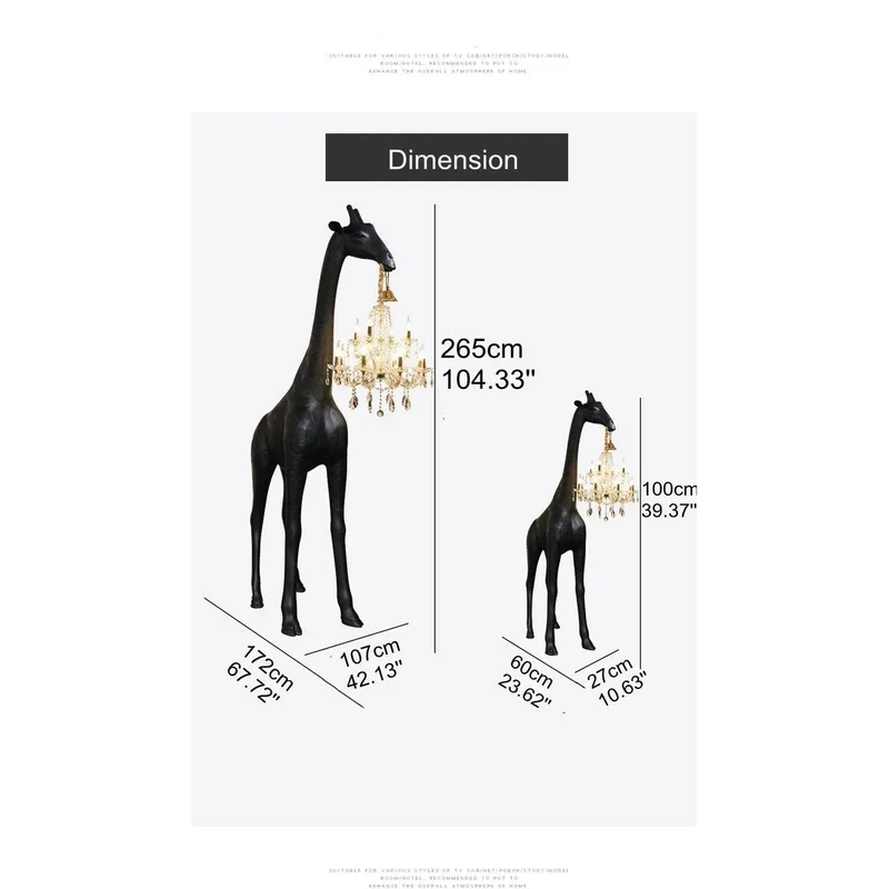 Black Giraffe Lamp | Crystal Chandelier | CL025B