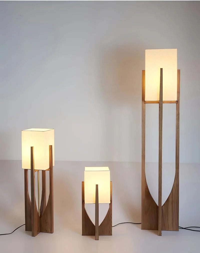 Rustic Wood Floor Lamp | Parchment Shade | CL4255