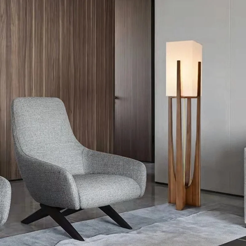 Rustic Wood Floor Lamp | Parchment Shade | CL4255