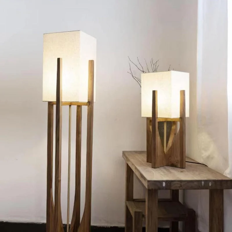 Rustic Wood Floor Lamp | Parchment Shade | CL4255
