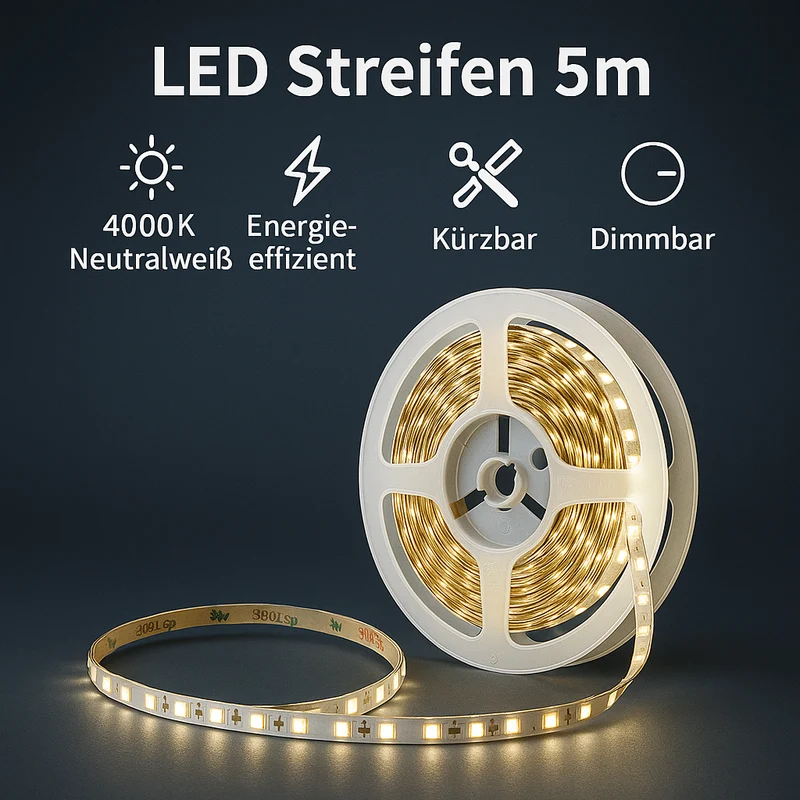LED Streifen 300 SMD 24V 4000K 4,8W pro Meter – 5m Rolle