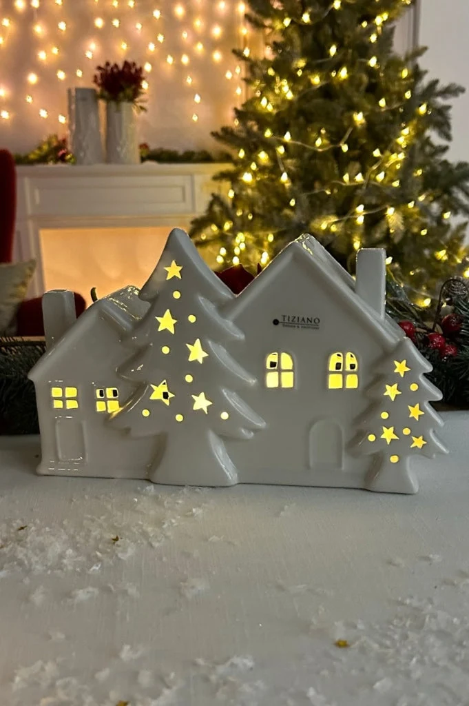 Doppelhaus Civorio Xmas LED creme-weiß