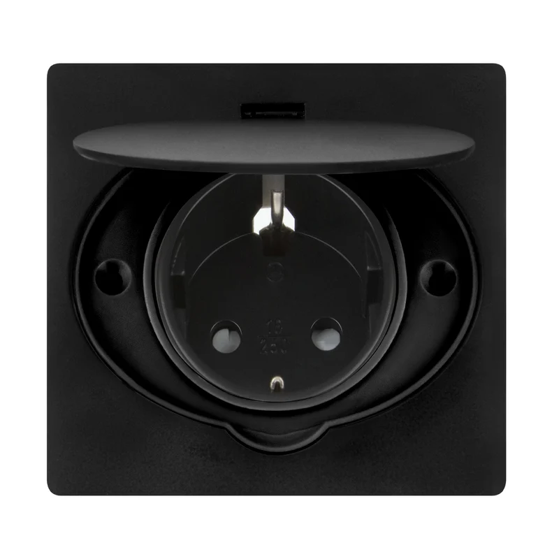 Steckdose für Unterputzmontage IP44 Edelstahl Schuko mit Klapp-Deckel