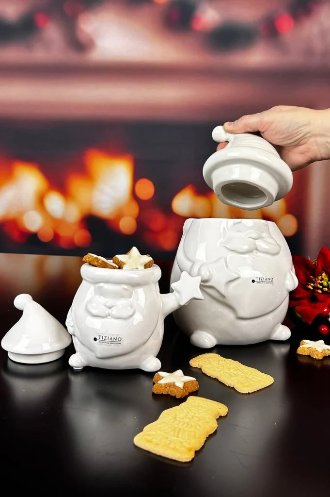 Deko Gebäckdose Santa Tonio creme-weiß