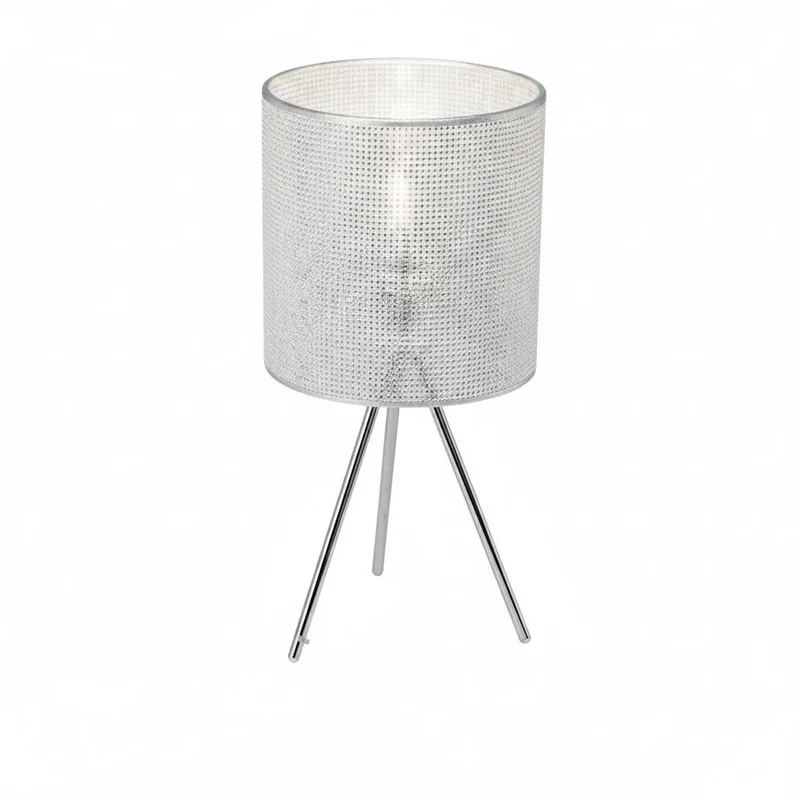 Brilliant DUBAI Dreibein-Tischlampe – Chrom, Glitzerschirm mit Strasssteinen, 50 cm, E27