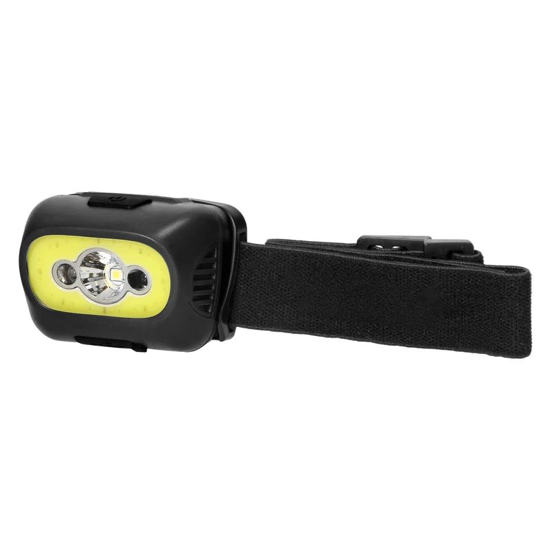 LED COB + LED Stirnlampe 3W, Berührungsloser Schalter, 1200mAh Akku, Schwarz